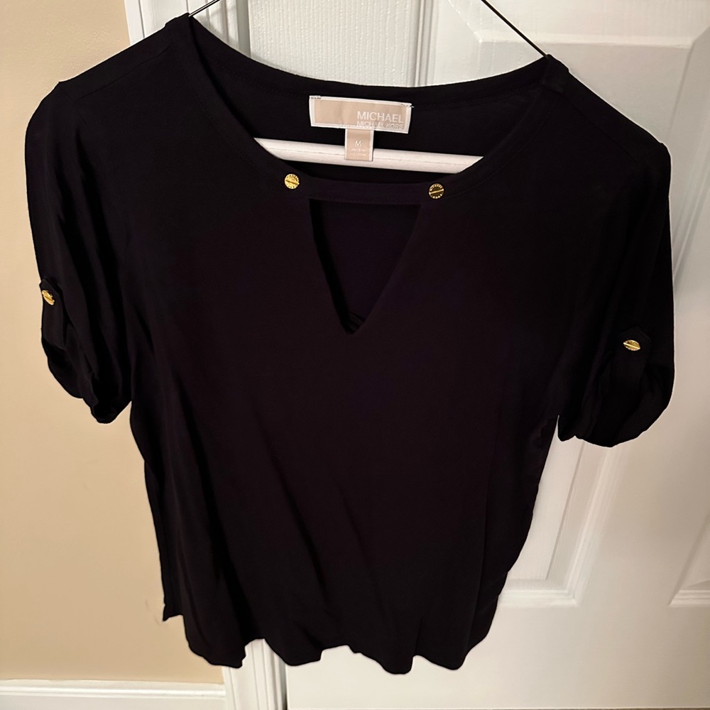 Michael Kors Black Blouse with Gold Accents